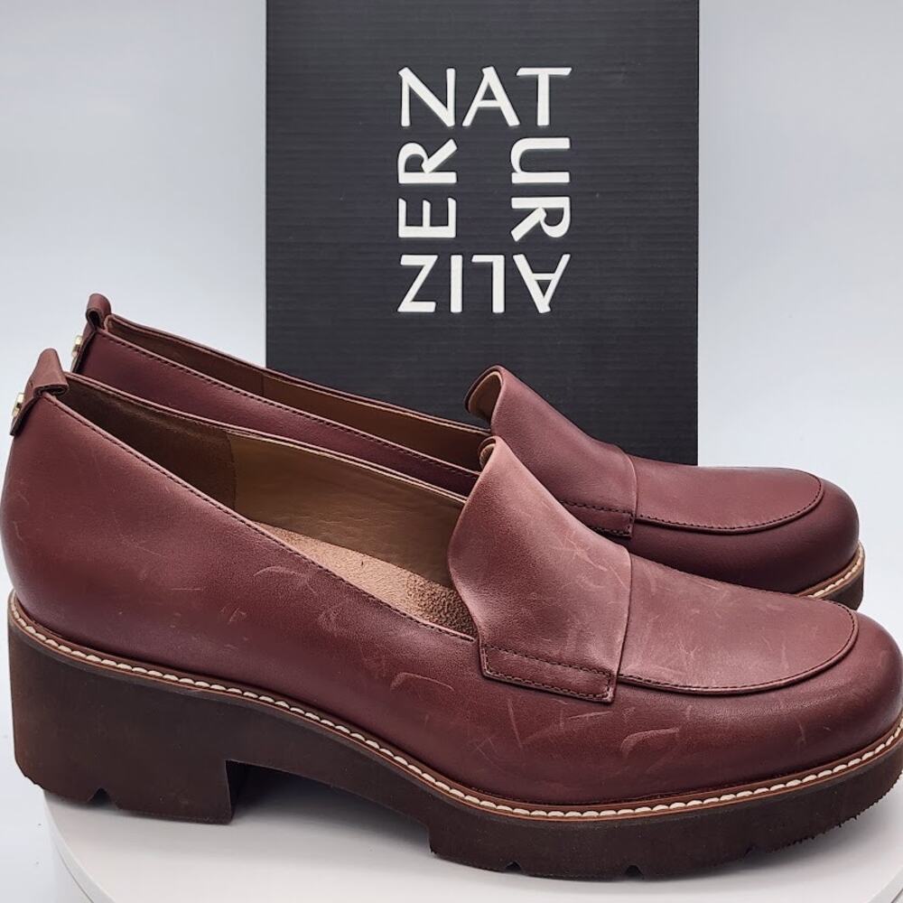 NEW Naturalizer Darry Cabernet Leather Lug Sole Loafers Women's Size 12M Comfort - Picture 2 of 10
